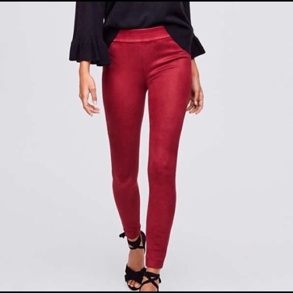 LOFT Pants - LOFT cranberry red faux suede leggings Sz 6 new